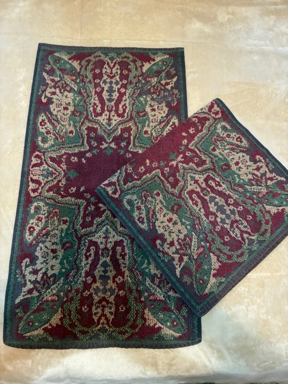 Vintage Ralph Lauren Jewel Hand Towels 2 pc Set Southwestern Aztec